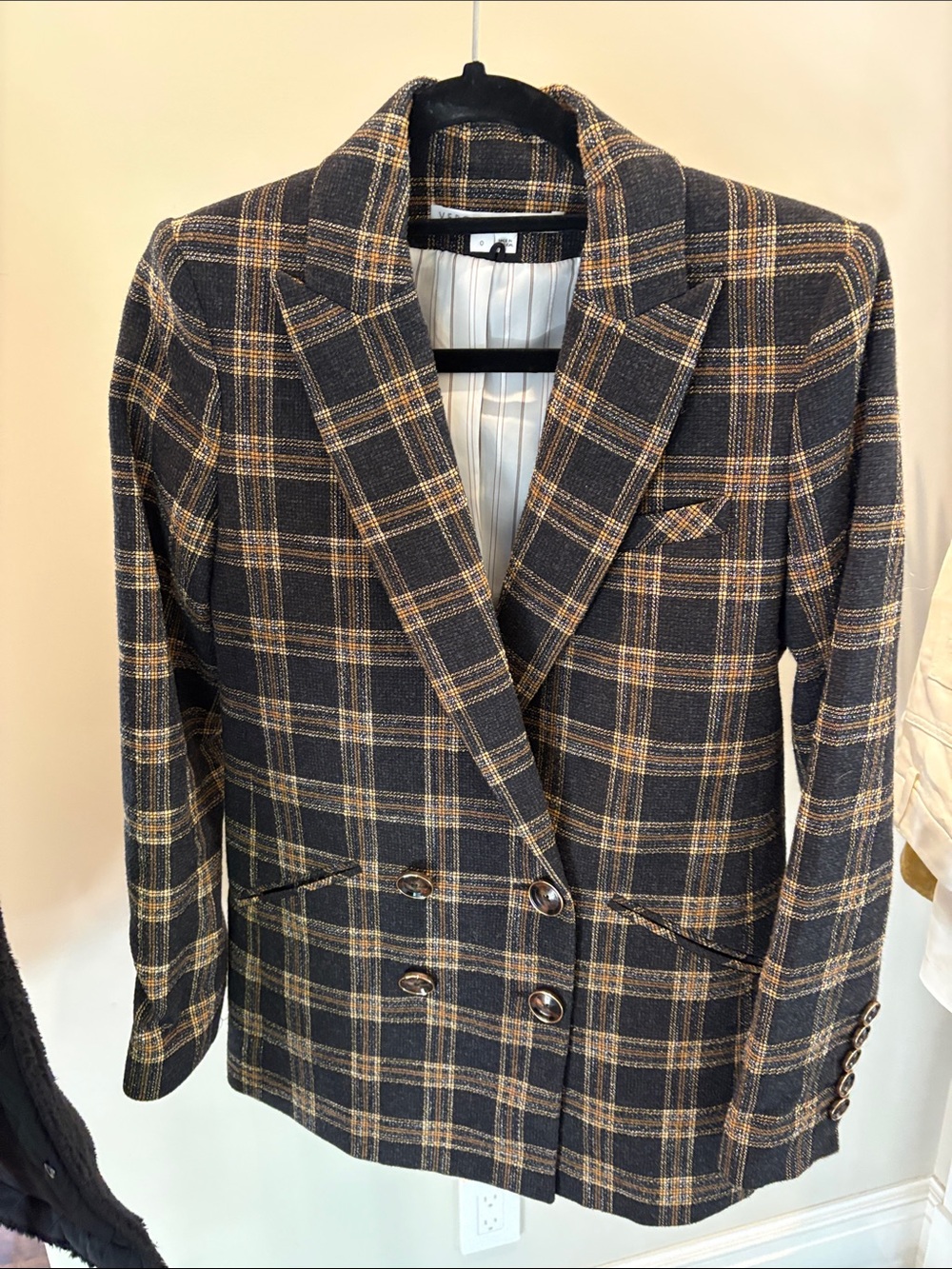 Veronica Beard Black and Brown Plaid Blazer